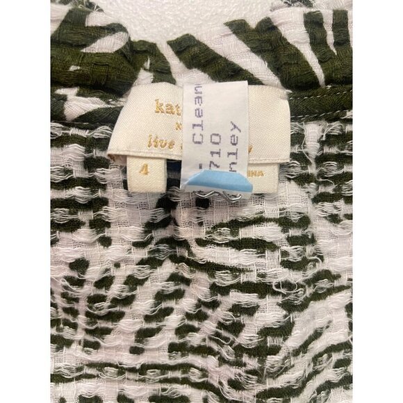Kate Spade Gray White Tropical Print Ruffle Top Size 4 - Picture 5 of 5